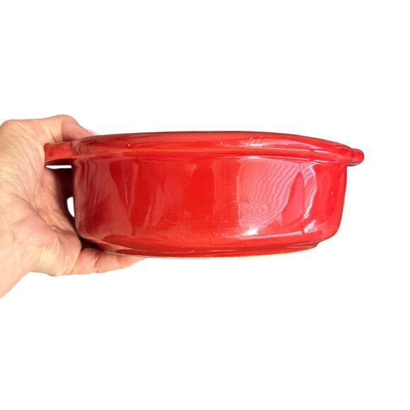 Rare Vintage Maioliche Jessica Deep Red Round Handled Baking Dish - Picture 8 of 9